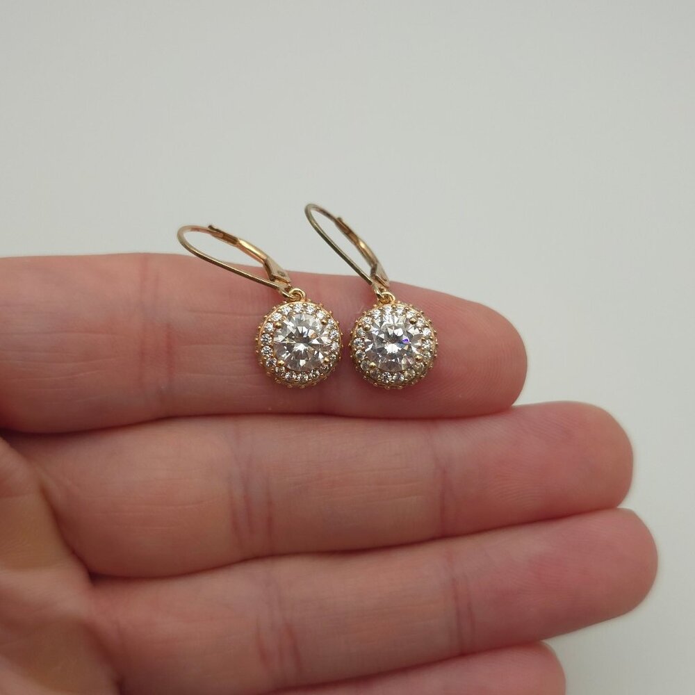 Rose Gold Over Sterling Silver Clear Cubic Zirconia Earrings A405